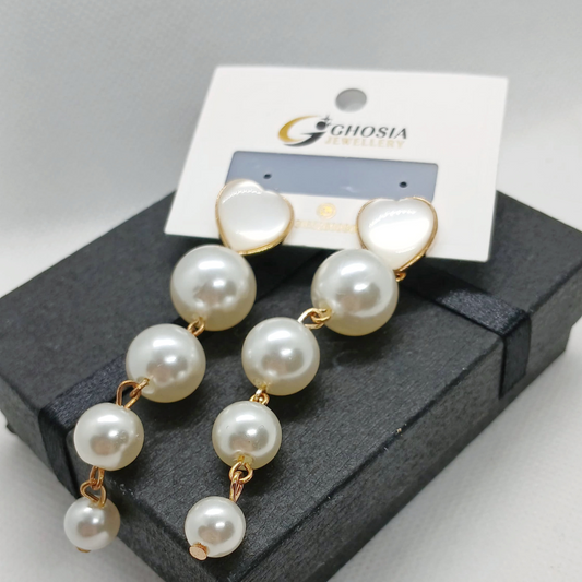 Stylist Fashion Pearl Drop Long Earrings