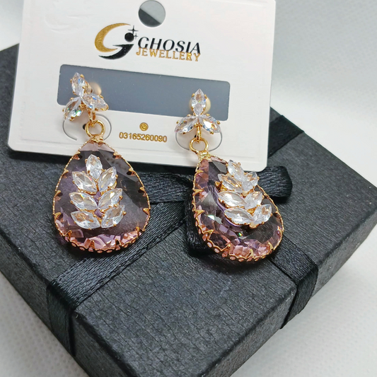 Pinkish Crystal Drop Earrings